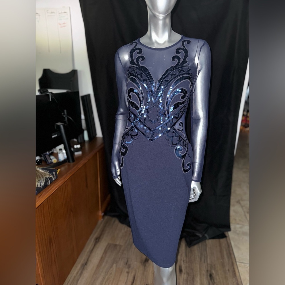 Venus Couture Navy Blue Sequin Dress